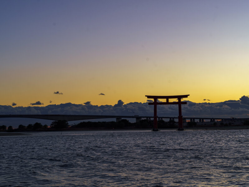 夕日を見るため浜名湖・弁天島へ